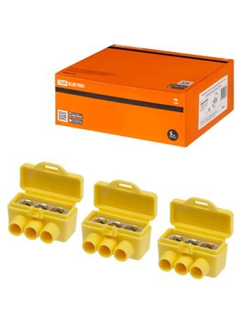 Клемма винтовая изолированная КВИ-3 для Al и Cu проводов (6,0мм2) желтая | SQ0510-0605 TDM