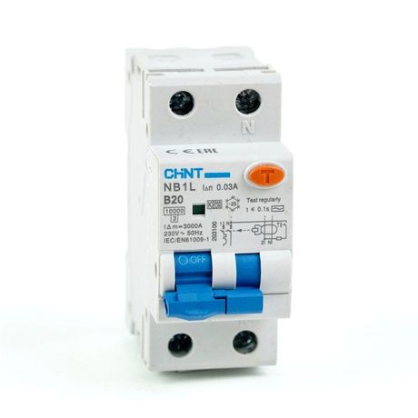 Выключатель автоматический дифференциального тока NB1L 1P+N B20 30mA тип AC 10kA (36mm) (R) | 203100 CHINT
