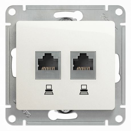 Механизм розетки комп. 2-м Glossa RJ45+RJ45 кат.5е перламутр SchE GSL000685KK APC