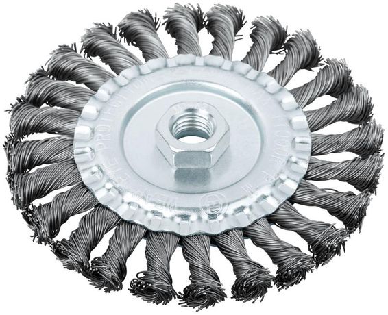 Кордщетка-колесо, гайка М14стальная, витая проволока 125 мм - 39123 РОС