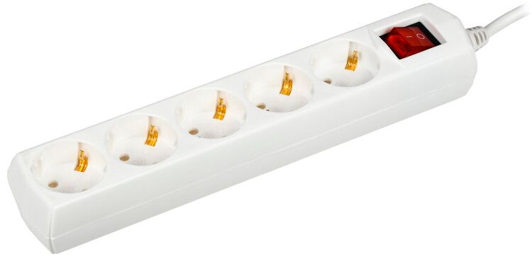 Удлинитель бытовой У05В 5 мест 2P+PE/7м 3х1мм2 10А/250В GENERICA - WYP10-10-05-07-ZK-G IEK