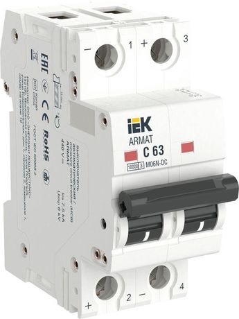 Выключатель автоматический модульный 2п C 63А M06N-DC ARMAT IEK AR-M06N-2-C063DC IEK (ИЭК) арт. AR-M06N-2-C063DC