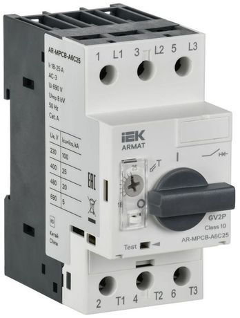 Автоматический выключатель защиты двигателя ARMAT A6 GV2P 18-25А IEK - AR-MPCB-A6C25