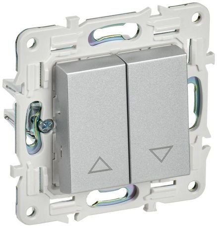 Выключатель жалюзи SKANDY 10А SK-V12S серебр. IEK SK-V15-0-10-K23