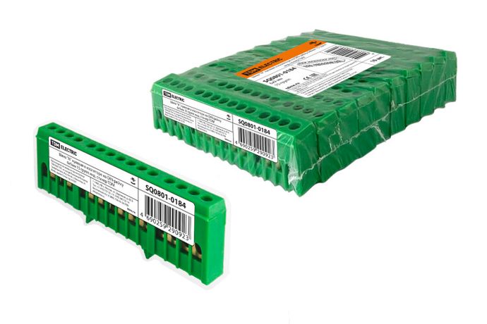 Шина "N" нулевая в изоляторе на DIN-рейку 6x9мм 15 групп инд. стикер | SQ0801-0184 TDM