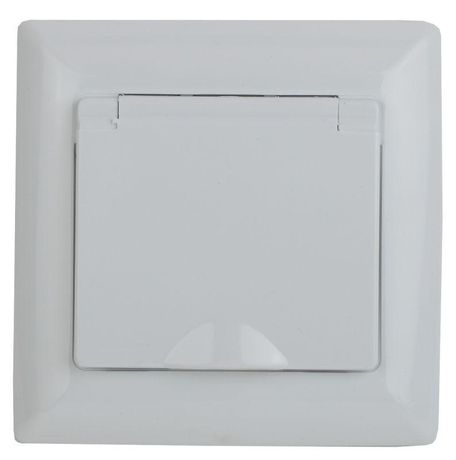 Розетка СП Solo 4-203-01 16А 250В 2P+E Schuko с крышкой бел. Intro Б0043319 ЭРА