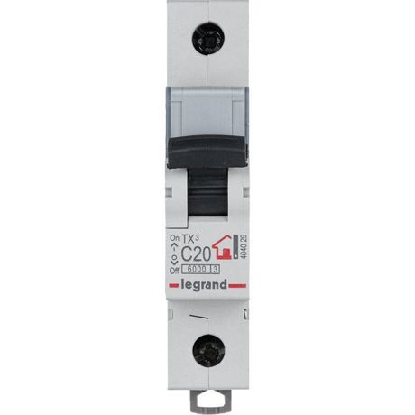 Выключатель автоматический модульный 1п C 20А 6кА TX3 6000 1мод. 230/400В Leg 404029 Legrand