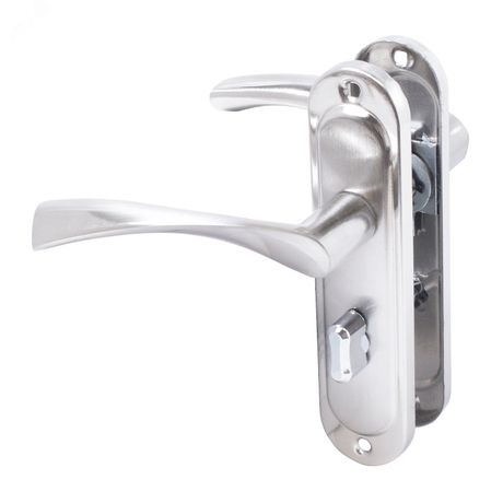 Ручка левая с фиксацией для защелки и замка межосевым расстоянием 50-55мм (комплект), СТАНДАРТ никель матовый - 12125 ПТК