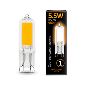 Лампа светодиодная LED 5.5 Вт 480 лм 3000К AC220-240В G9 капсула теплая стеклянная Black Gauss - 107809105