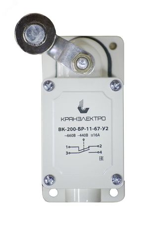 Выключатель концевой ВК-200-БР-У2-МТ рычаг с роликом, ход влево, cамовозврат, IP67, ступ 2 без сальника - 00-00020796 Кранэлектро 00000573КЭМ