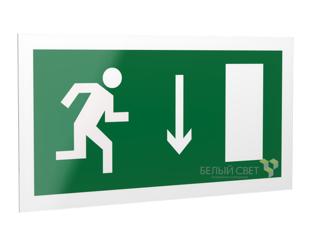 Знак безопасности PS-42226.E09 "Указ. двери эвакуац. выхода (прав.)" Белый свет a23555 BS