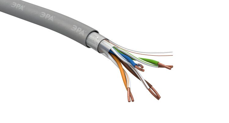 Кабель витая пара F/UTP кат.5E 4х2х24 AWG CU PVC SIMPLE (уп.305м) Эра Б0044685