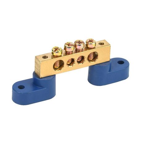 Шина ''N'' нулевая 8х12 мм на двух угловых синих изоляторах 4 группы, REXANT - 11-2331 MEET