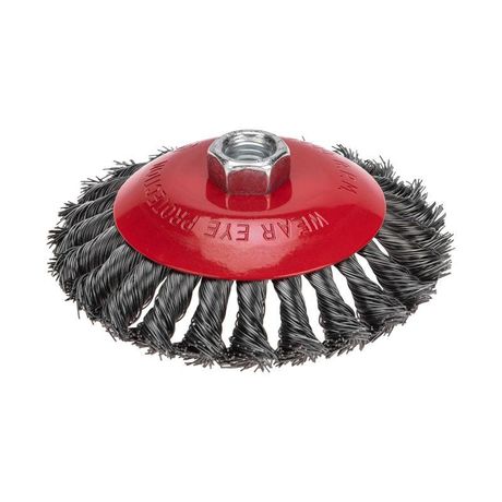 Щетка коническая для УШМ, крученая стальная проволока, 125мм, М14 | KR-91-1203 Kranz