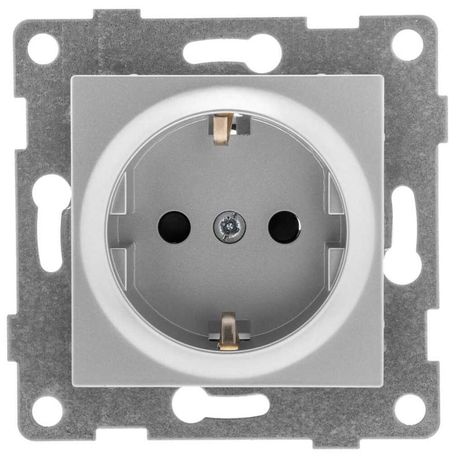 СП Ugra 16А IP20 с заземл серебр GUSI С11Р3-004 Механизмм розетки 1-м