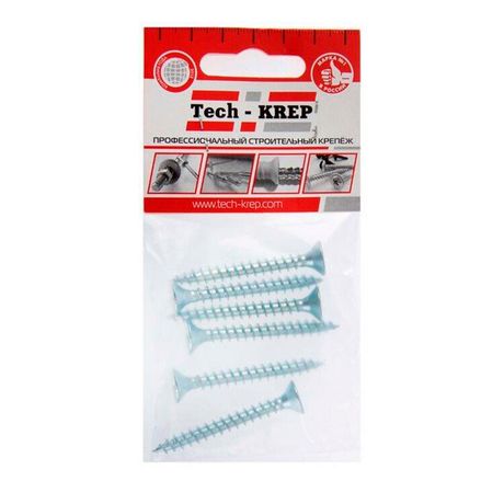 Саморез ШУц 6,0х50 пот. гол. (6 шт) - пакет ( 0,04 кг) | 102455 Tech-KREP