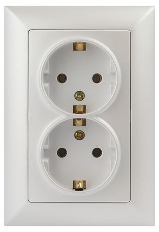 Розетка однофазная двойная скрытого монтажа, в рамку с заземлением без шторок перламутр 16А 250В IP20 4-205-06 Intro Solo - Б0053678 ЭРА
