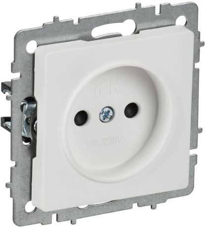 Розетка BRITE РСш10-2-БрАБ 10А без заземл. с защ. шторками механизм арктич. бел. IEK BR-R13-10-K91