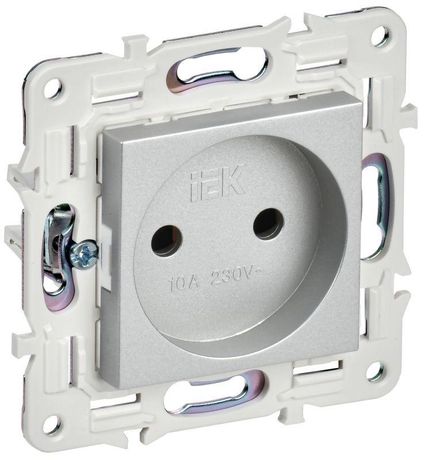 Розетка SKANDY 10А без заземл. защ. шторок SK-R02S серебр. IEK SK-R10-10-K23