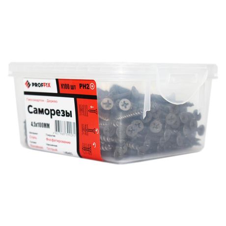 Саморез усиленный гипсокартон-дерево 4.5х100 (TWN) (контейнер) (уп.100шт) Tech-Krep PRO/Zitar 146460