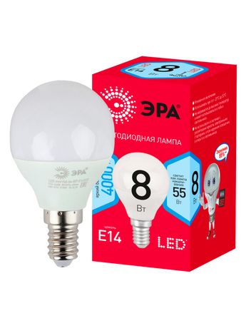 Лампа светодиодная LED 8 Вт 640Лм 4000К шар нейтральный E14 220-240В P45-8W-840-E14 Red Line - Б0052440 ЭРА
