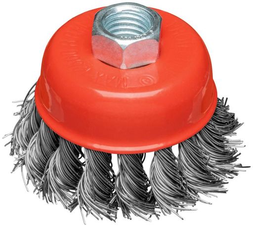 Корщетка-чашка гайка М14 стальная витая проволока 65мм блистер КУРС 39096