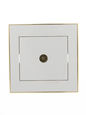 Розетка телевизионная оконечная TV СП Rain с зол. боковой вставкой бел. LEZARD 703-0226-130