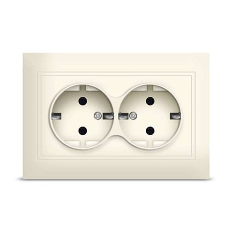 Розетка Севиль 2-ая с заземлением слоновая кость (ivory) - Б-С0128 Союз
