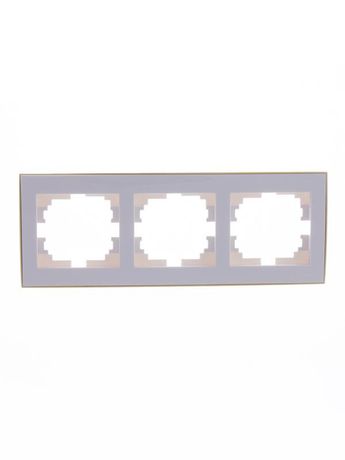 Рамка RAIN 3-ая горизонтальная белая с боковой вставкой золото - 703-0226-148 LEZARD