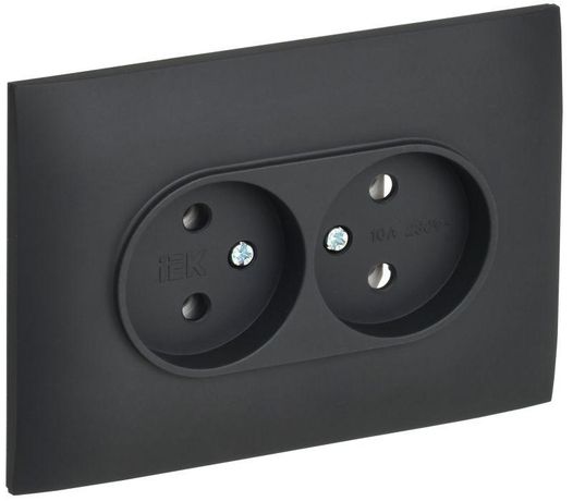 Розетка 2-м SKANDY 10А без заземл. защ. шторок в сборе SK-R10G графит IEK SK-R20-10-K53-F