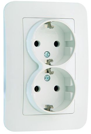 Розетка 2-м СП Lillium N 10А с заземл. бел. Makel 55082