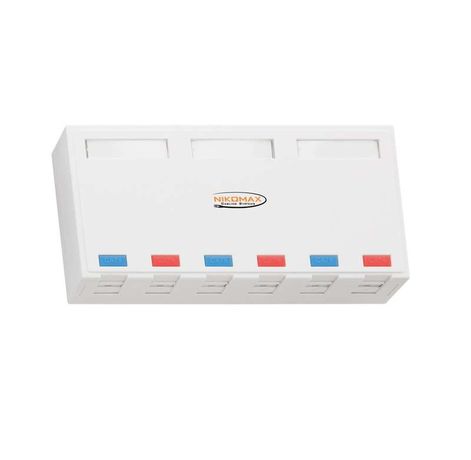 Корпус настенной розетки 6 портов под модули-вставки типа Keystone со шторками бел. NIKOMAX NMC-MB6P-ST-WT ЭКО14327