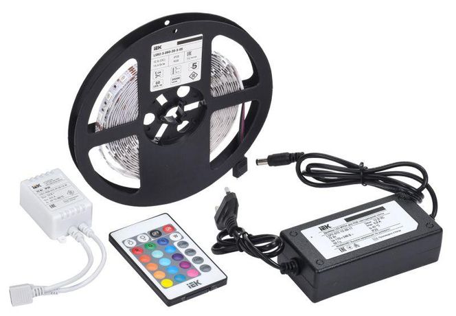 Комплект светодиодной подсветки "Сделай сам" DIY (лента LED 5м LSR-5050RGB60-14.4-IP20-12В + драйвер контроллер) IEK 2LSR2-3-060-20-1-05-S2