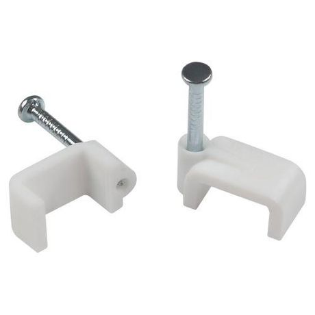 Скоба пластиковая крепежная плоская 10 мм белая NO-224-586 (50 шт/уп) - Б0066652 ЭРА