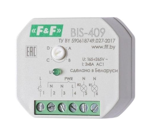 Реле импульсное BIS-409 (4 функции; управление двумя нагрузками; для установки в монтаж. коробку d60мм) F&F EA01.005.009 Евроавтоматика