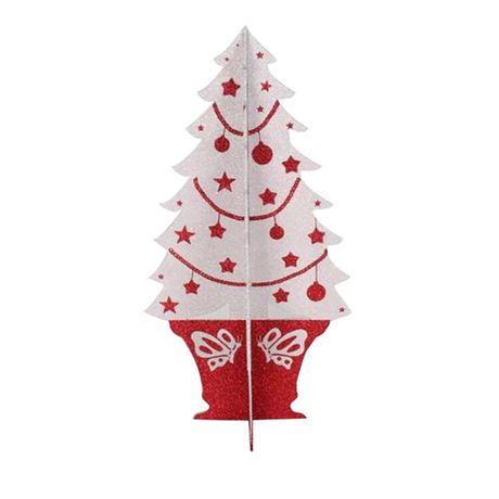 Фигура профессиональная елочная Елочка складная 3D 56х30см красный/белый - 502-392 NEON-NIGHT