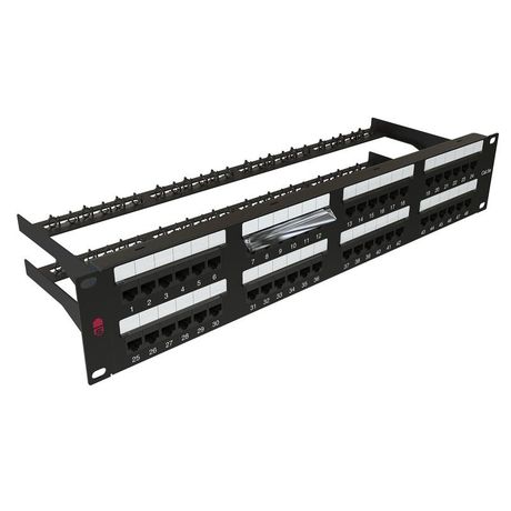 """Патч-панель 19"""", 48 портов RJ-45, категория 5e, Dual IDC, с задним кабельным организатором, цвет черный""" - PP 1902U.S485EU.M SYSMATRIX