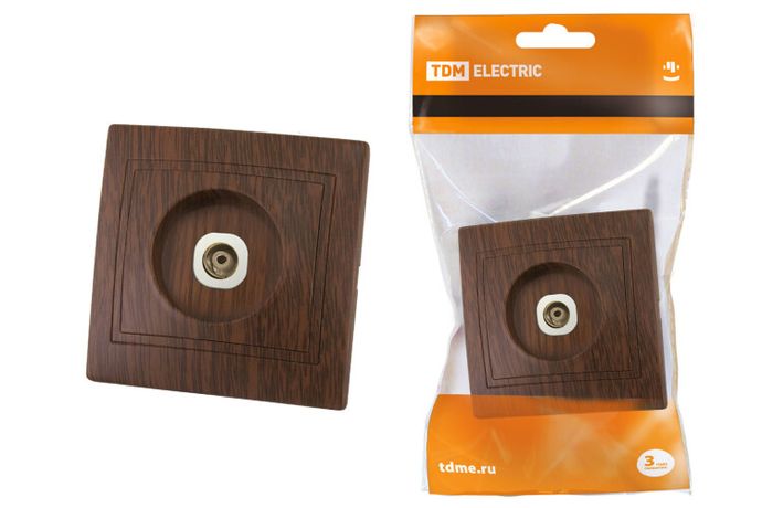 Розетка телевизионная простая (0-2400МГц, "мама") "ЭКО" (бук) "Таймыр" | SQ1814-0322 TDM