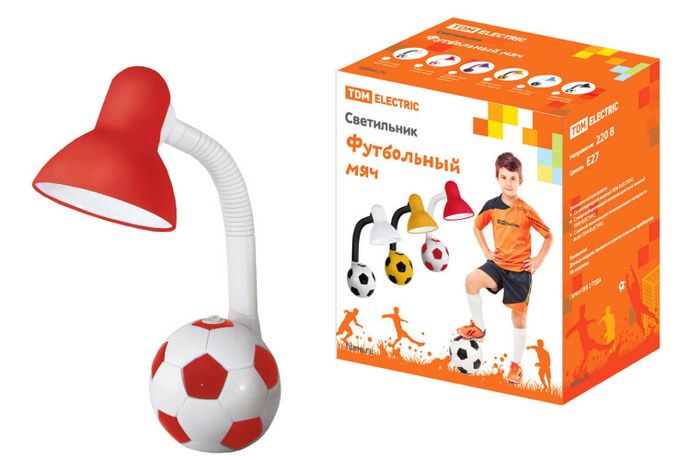 Светильник настольный на основании Футбольный мяч 40Вт ЛН/КЛЛ/LED Е27 красно-белый | SQ0337-0049 TDM