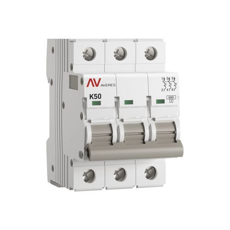Выключатель автоматический модульный 3п K 50А 6кА AV-6 AVERES EKF mcb6-3-50K-av