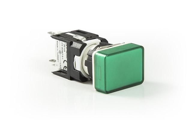 Арматура сигнальная 16мм прямоугольная 12-24 AC/DC зел. EMAS D090DXY