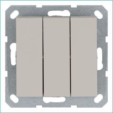 Выключатель трехклавишный 10A 250V~ с накладкой, цвет Тауп - G3031T Jasmart