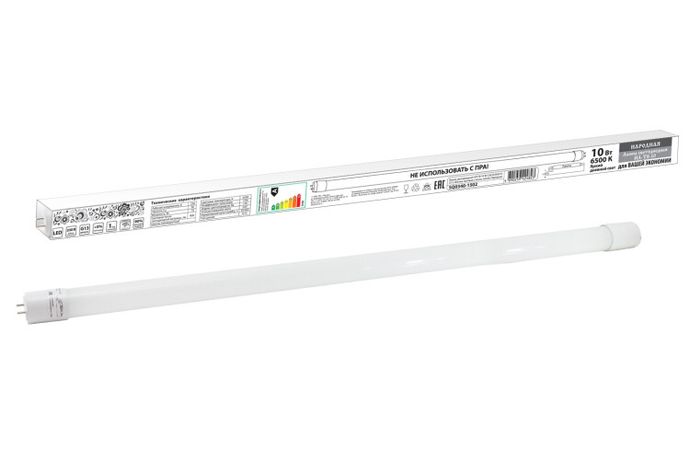 Лампа светодиодная НЛ-Т8-10 Вт-230 В-6500 К–G13, 600 мм, матовая, стекло, непов. Народная | SQ0340-1502 TDM