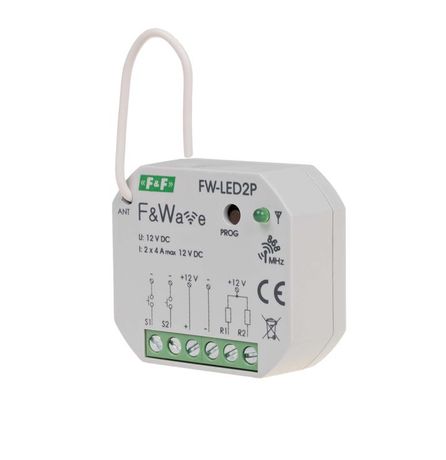 Система модульная FW-LED2P (диммер-реле двухканал.; для LED ламп и лент; soft start; локал. удален. управление; до 8 радио передатчиков; установка в монтаж. коробку d60мм) F&F EA14.002.004 Евроавтоматика ФиФ