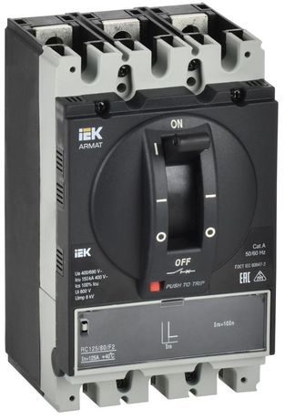 Выключатель автоматический в литом корпусе ARMAT 3P типоразмер A 150кА 80А расцепитель электромагнитный регулируемый - AR-MCCB-3A-150-0080A-MTUC IEK