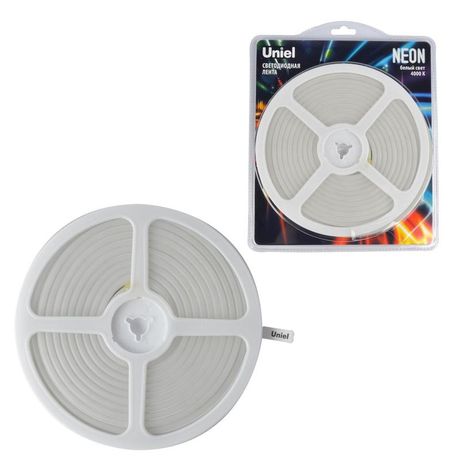 Светодиодная гибкая герметичная лента. NEON ULS-N01-2835-120LED/m-6mm-IP67-DC12V-9W/m-5M-4000K. катушка 5м в блистере белый свет 4000К - UL-00009083 Uniel