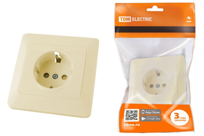 Розетка 2П+З с защ. шт. 16А 250В сл. кость "Ильмень" | SQ1823-0114 TDM