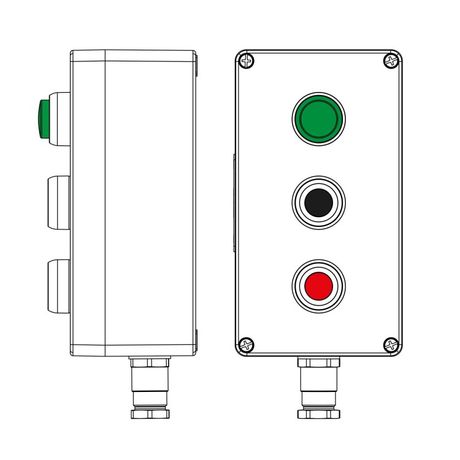 Взрывозащищенный пост управления из полиэстера CPE-P-04-(1xLG(250)-1xP1B(11)-1xP1R(11))-1xKH2MHK(C)1Ex d e IIC Т5 Gb / Ex tb IIIC T95°C Db IP66/КЗ - 2231.041.22.120Q ДКС