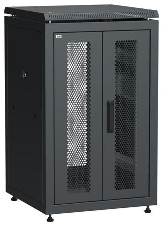 Шкаф напольный сетевой 19' LINEA N 18U 600х600мм передняя распашная перфорированная дверь задняя черный - LN05-18U66-2PP IEK