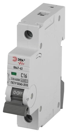 Автоматический выключатель PRO VA63-1P16C4.5 ВА47-63 1P 16А кривая C 4,5кА | Б0059407 ЭРА